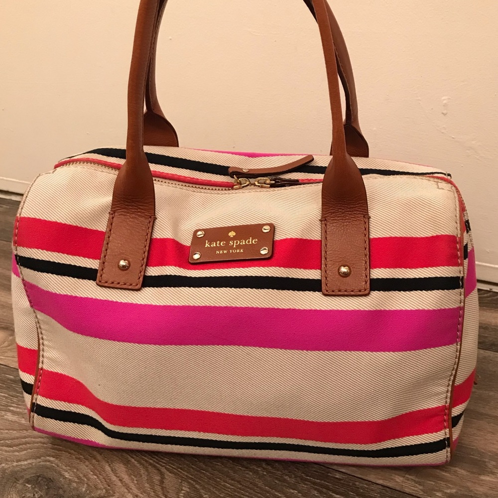 Kate Spade Oak Island stripe canvas satchel